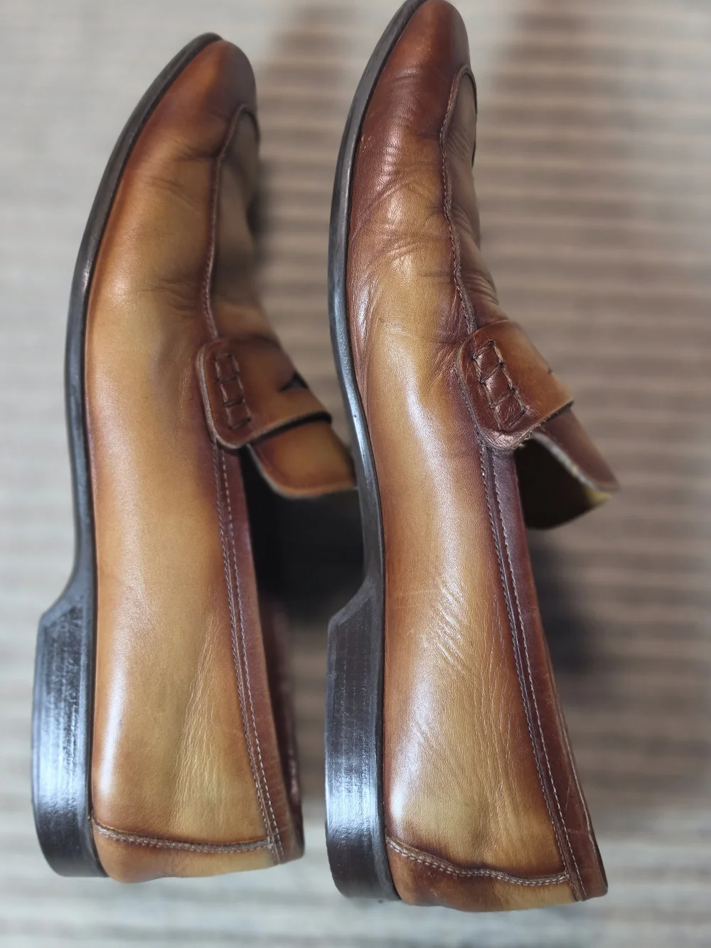 Magnanni Ramiro Penny Loafers Men’s 12 Brown Burnished Leather Handmade Spain